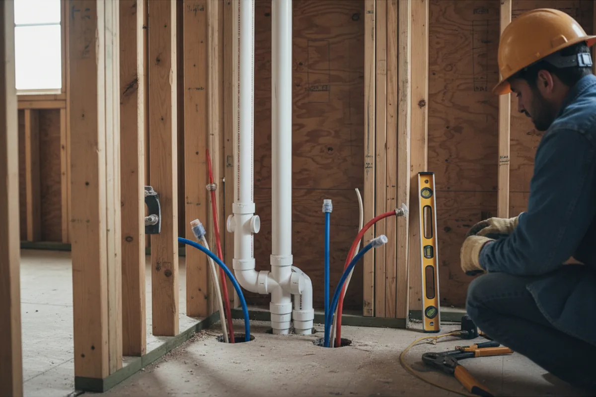 Drain and supply rough-in during Sump Pump Repair in Westwego